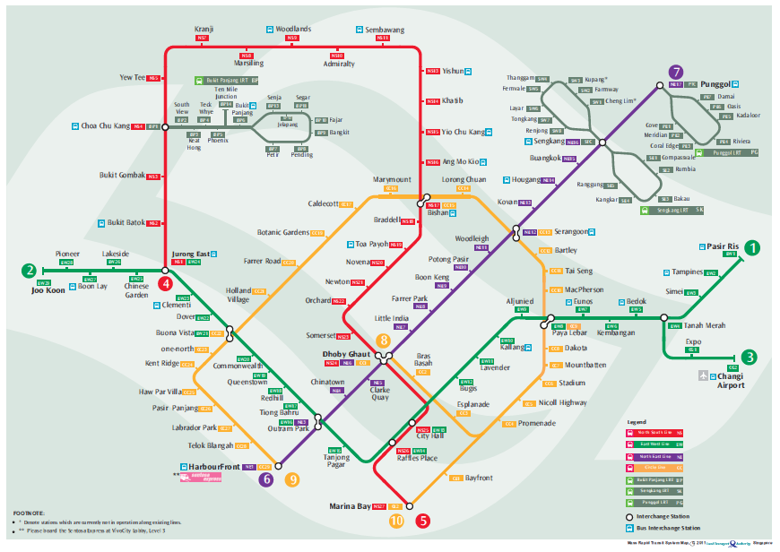 Singapore mrt map with tourist attractions