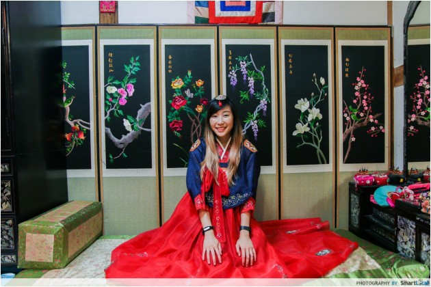 The Smart Local - Kimberly dressed in a traditional hanbok at the Seoul Cultural Experience Center