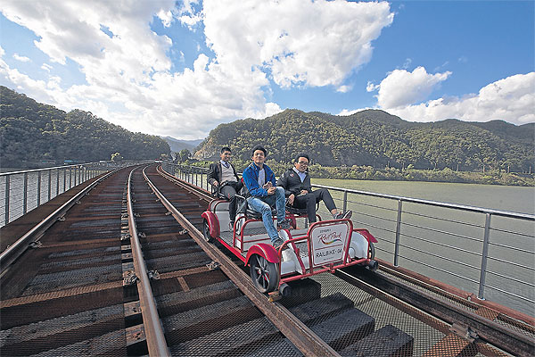 The Smart Local - Biking at Mugunghwa train tracks with friend