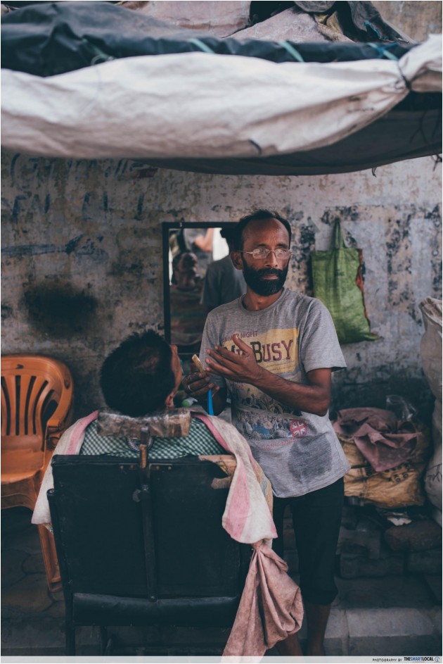 Amritsar alleyway barber shop
