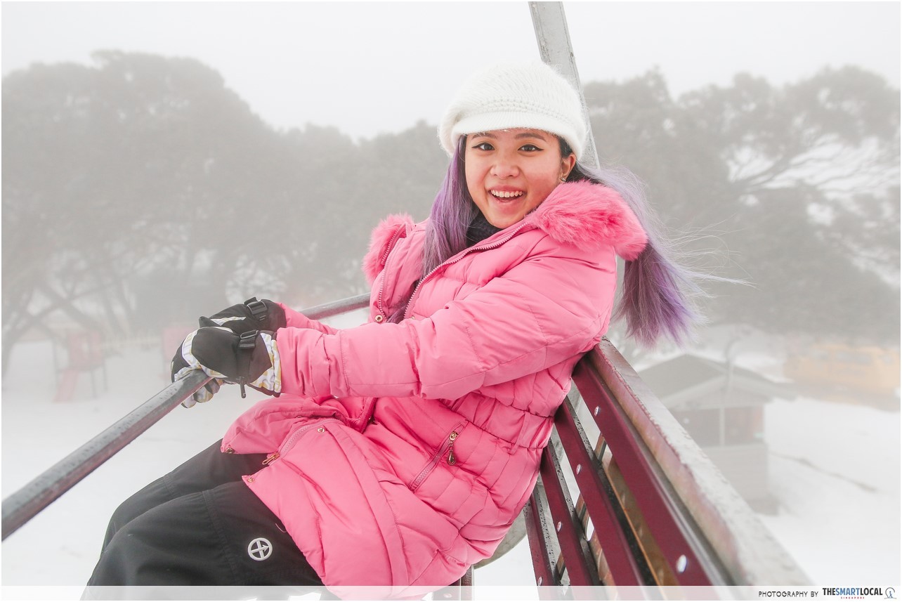 Cheryl on Melbourne Ski Resort Chairlift