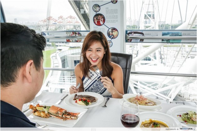 Western sky dining experience, Singapore Flyer