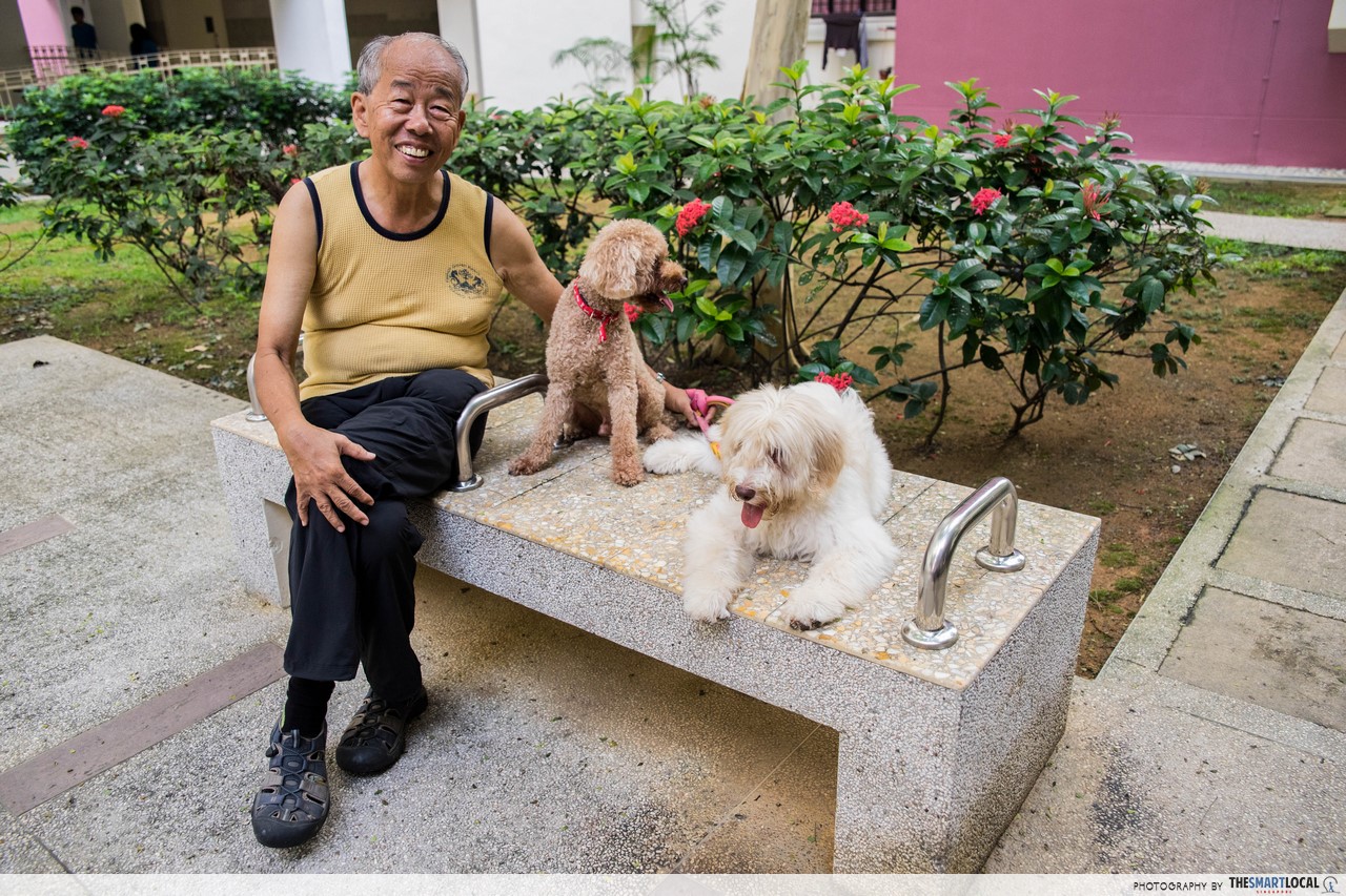 Resident with dogs