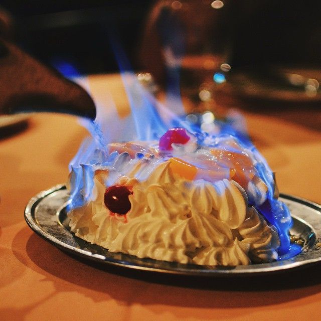Feast your eyes on flambé-ed Baked Alaska at Shashlik Restaurant!