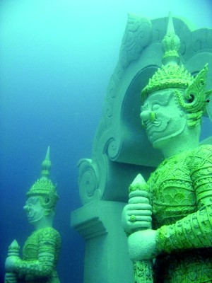 phuket diving park traditional demon arches underwater sculpture