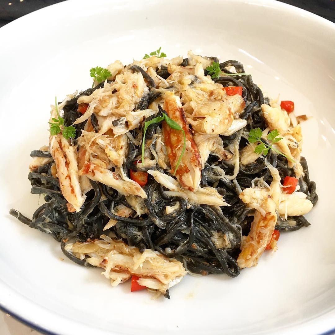 Try out squid ink pasta with the Granchio at Strong Flour!