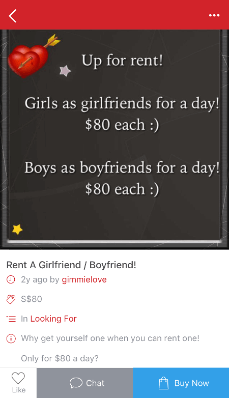 Rent a boyfriend from Carousell - especially during CNY period!
