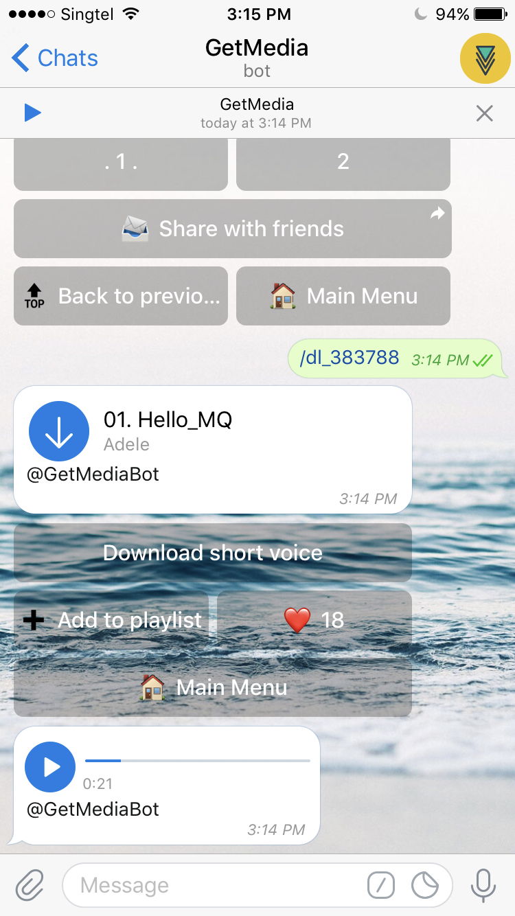 Download audio clips into your phone with GetMedia Telegram bot!