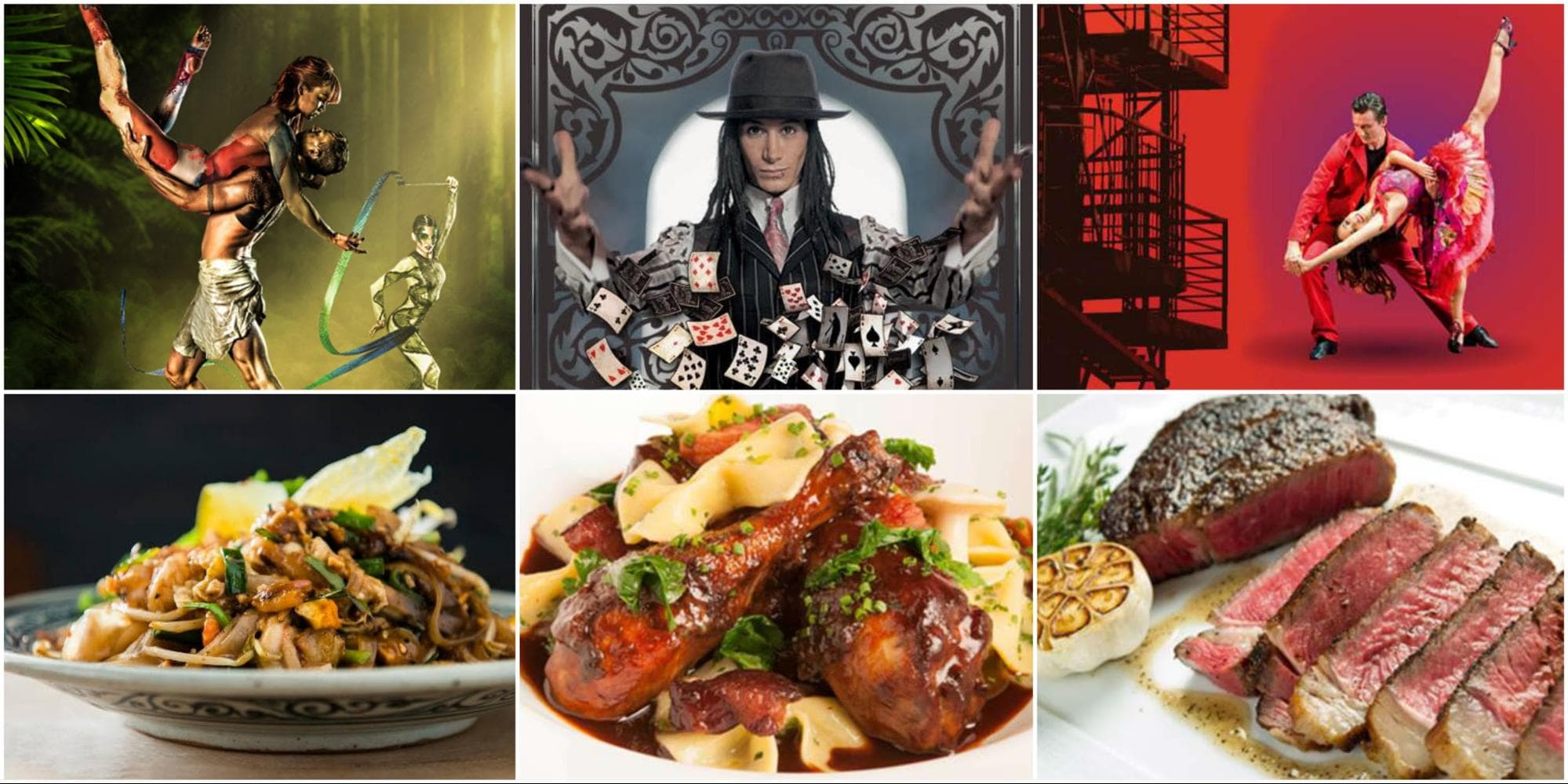 shows and restaurant collage