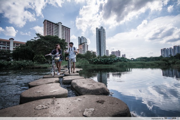 stepping stones across the river at bishan amk park