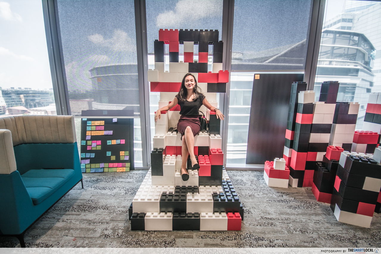 Office chairs made out of Lego blocks at DBS DAX office!