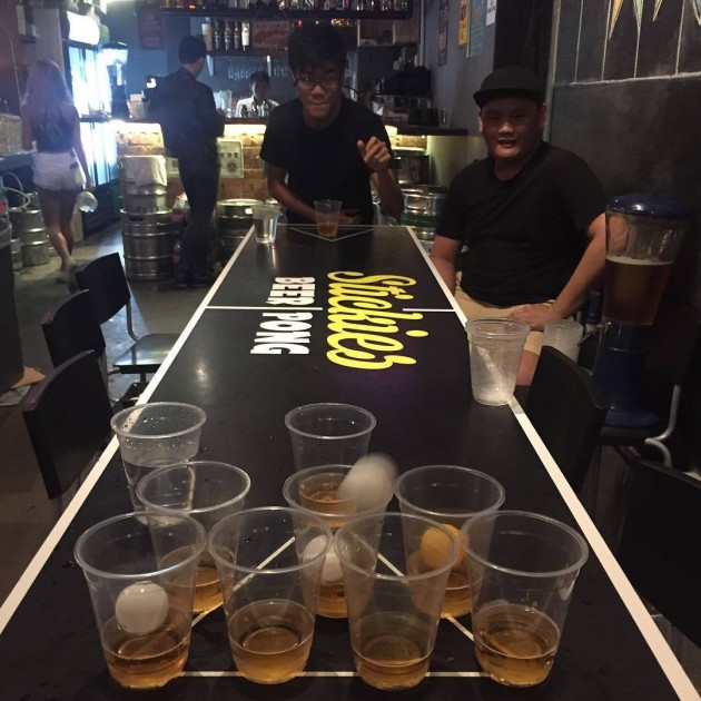 Stickies bar games beer pong cheap beer tower