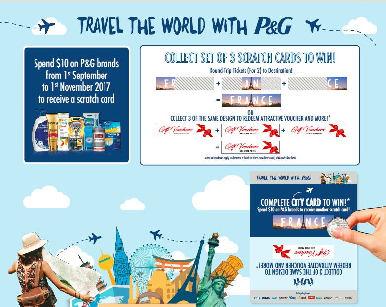 P&G promotion Guardian and watsons scratch cards travel and shopping giveaway 2017
