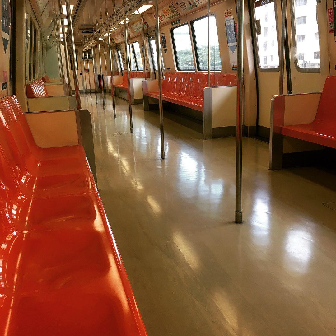 empty MRT train peak hour 