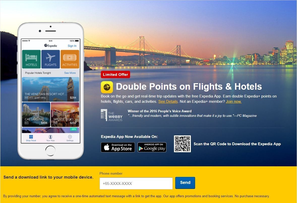 Expedia mobile app double points