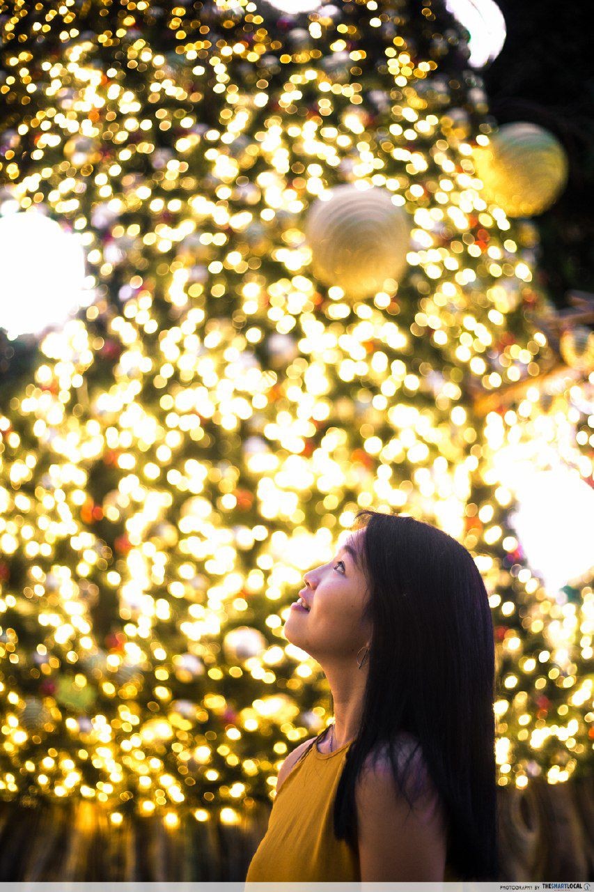 To achieve this other-worldly Christmas card shot, pretend you’re Alice in Wonderland while gazing at your surroundings in wonderment
