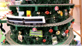 public transport-themed Christmas tree