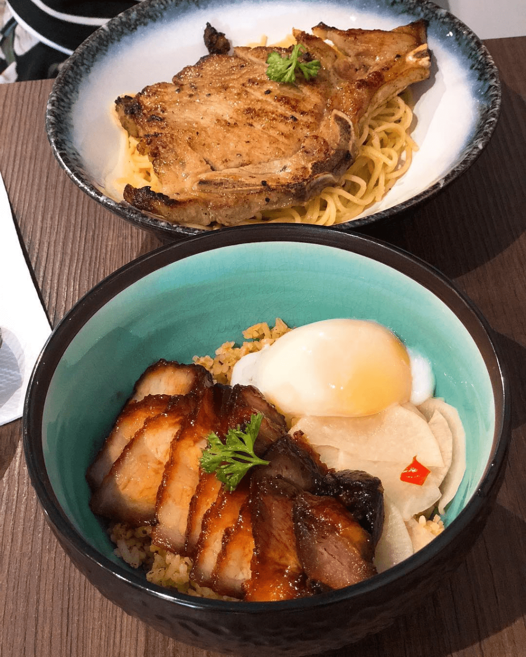 A new year, a fresh diet (25) - Pork loin aglio olio and char siew rice bowl