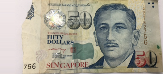 singapore damaged note