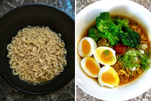 instant noodles plain vs with ingredients 