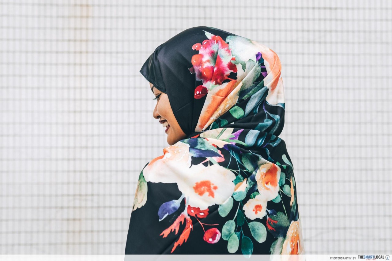 FashionValet - black shawl with bright floral prints