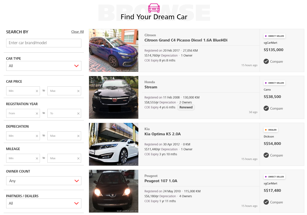 DBS car marketplace - buy or sell a car