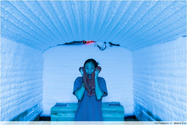 The Smart Local - Michelle in the Jjimjilbang ice room sauna