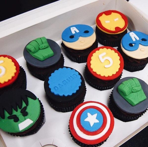 Customised superhero cupcakes from Jag's Bakes