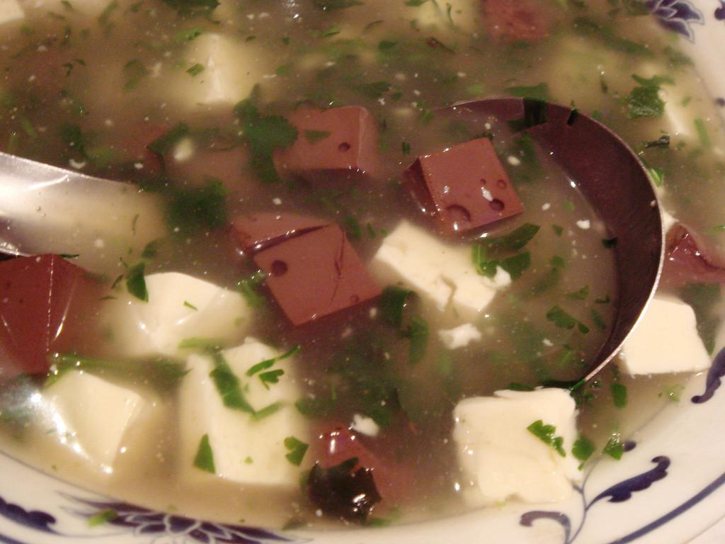 Pig's blood and tofu soup