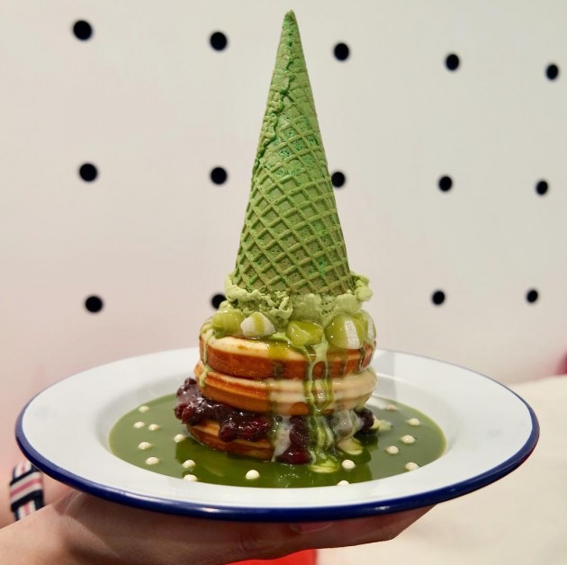 Passion Tree Cafe's Matcha Mochi Pancake Stack