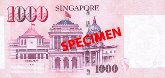 national anthem lyrics on the back of Singapore's $1000 note