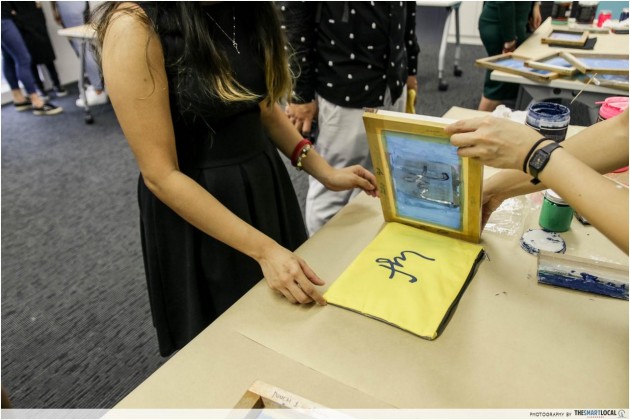 Silkscreen printing assisted by Litile Collective at lyf launch event