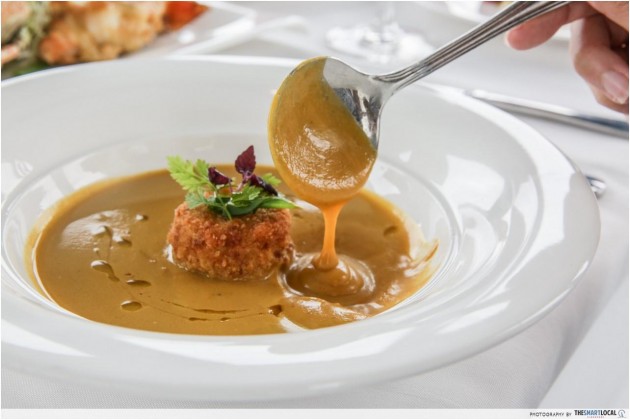 Japanese Pumpkin Soup with Crabcake, Singapore Flyer