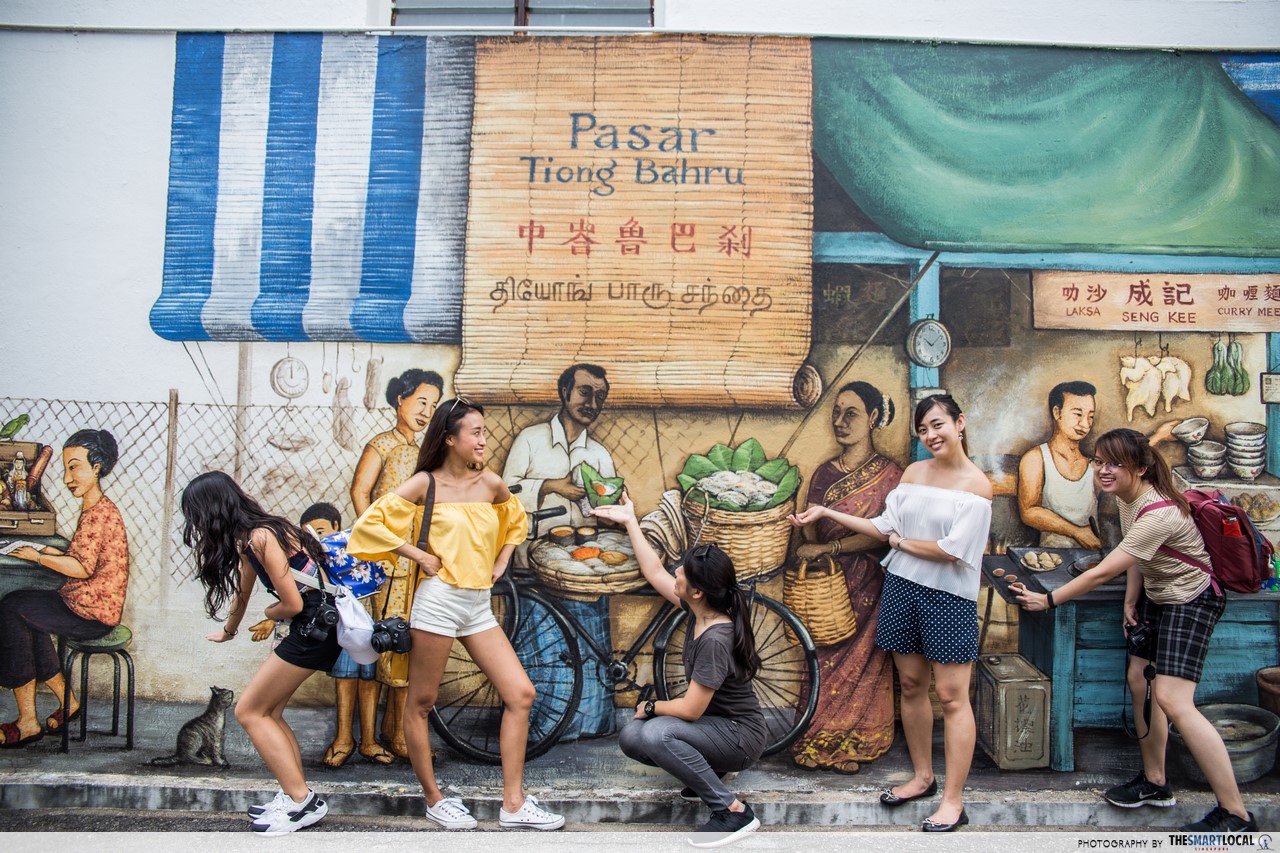 tiong bahru pasar and fortune teller mural