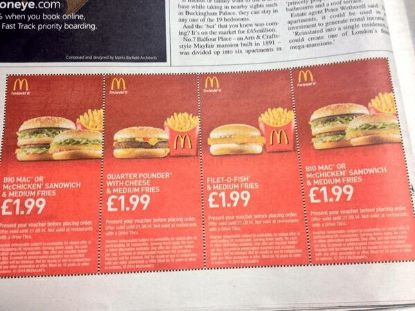 London Hacks, The Metro McDonalds Vouchers