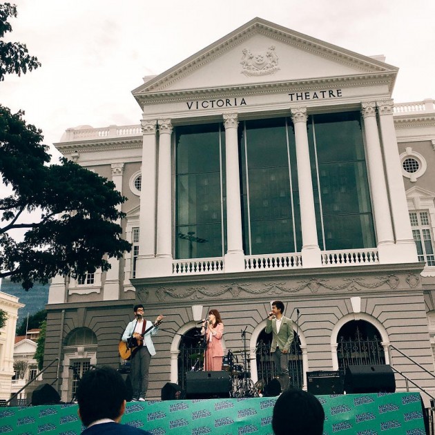 Enjoy local music in front of the Victoria Theatre and Concert Hall