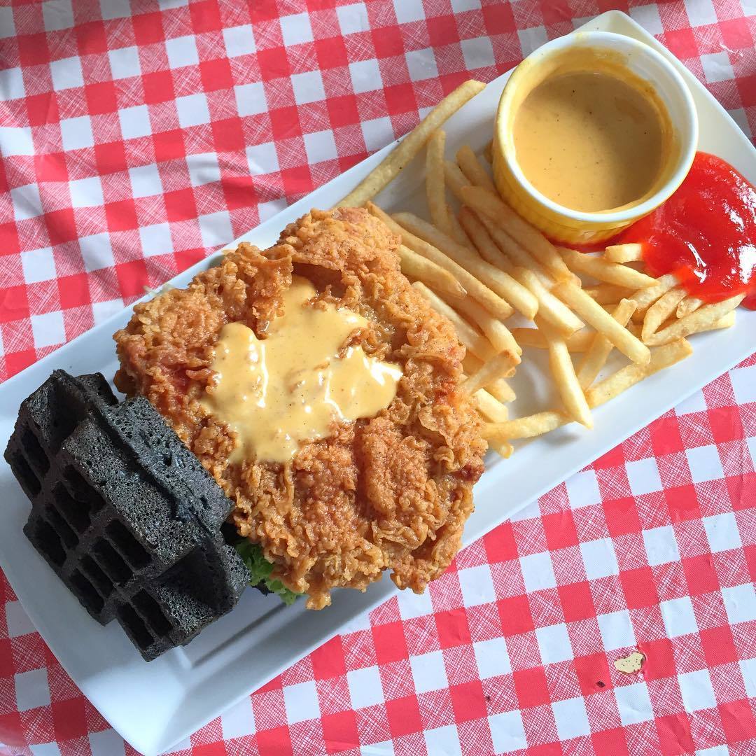 Salted Egg Fried Chicken Burger at Wowffle Burger.