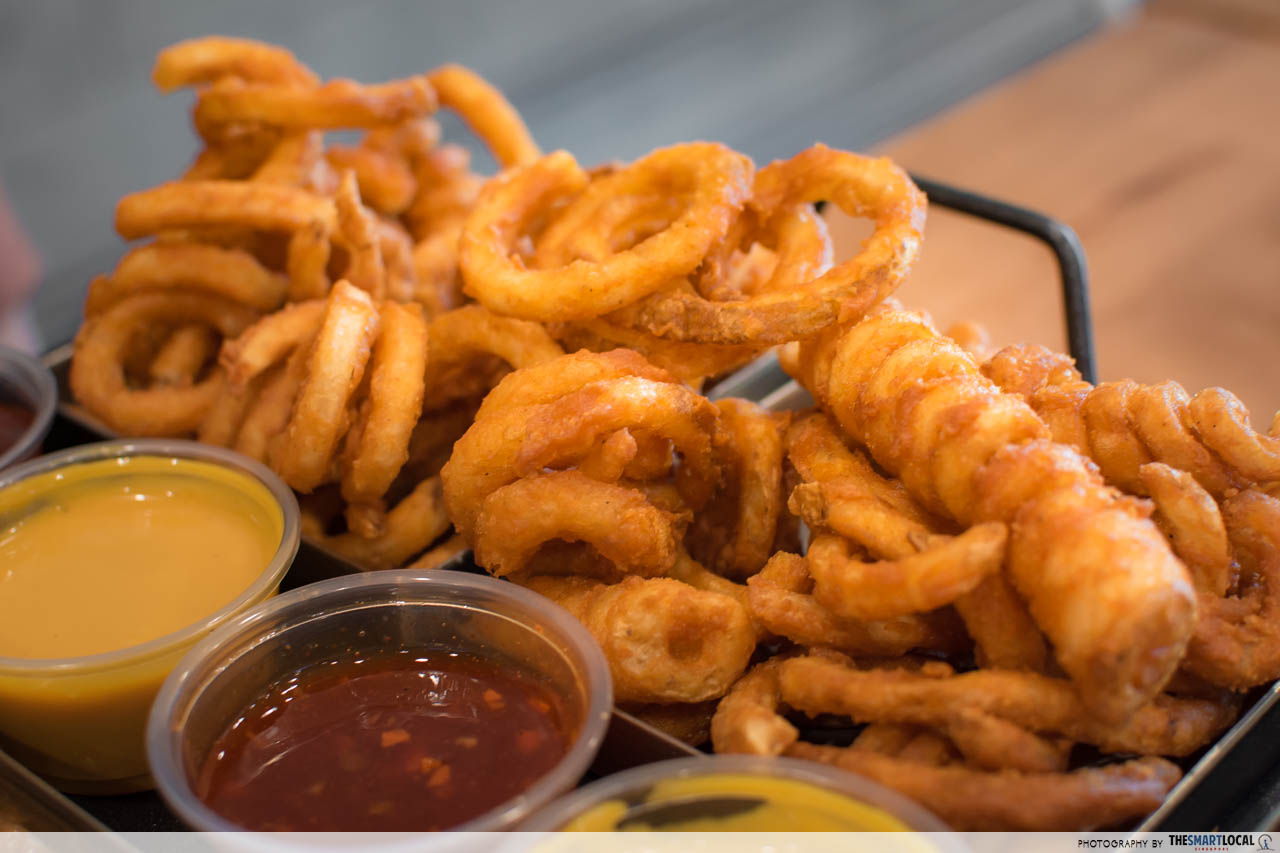 Curly fries with NeNe Chicken's 50cm Hotplate!