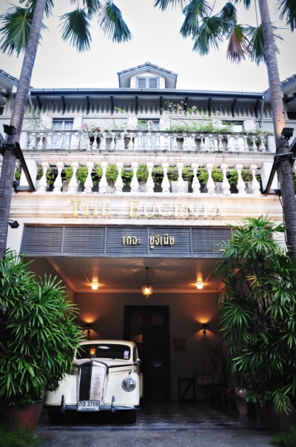 the eugenia hotel lobby bangkok boutique resort vintage mercedes jaguar cars