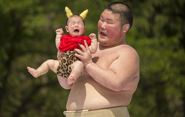 fascinating strange japanese festivals in japan Sumos making babies cry Konaki Sumo Matsuri