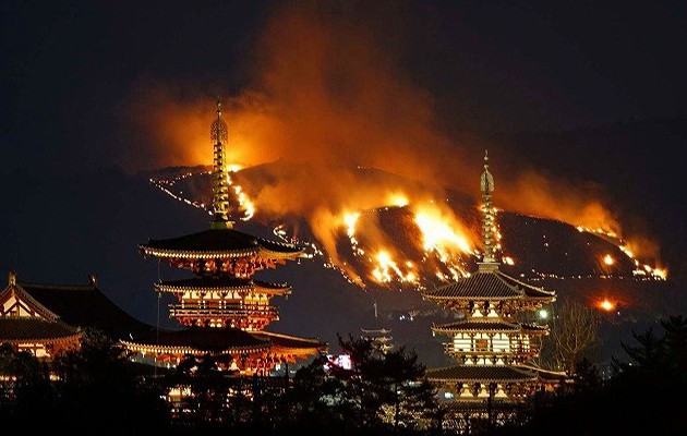 fascinating strange japanese festivals in japan Setting a mountain on fire Wakakusa Yamayaki
