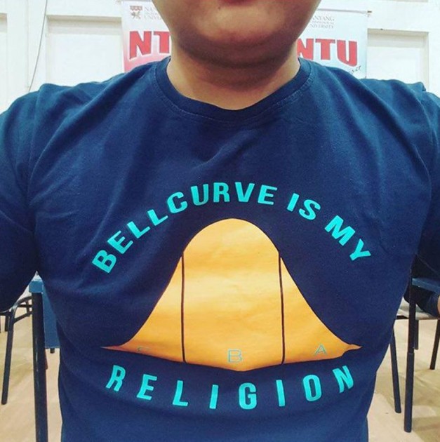 Bell curve religion tshirt