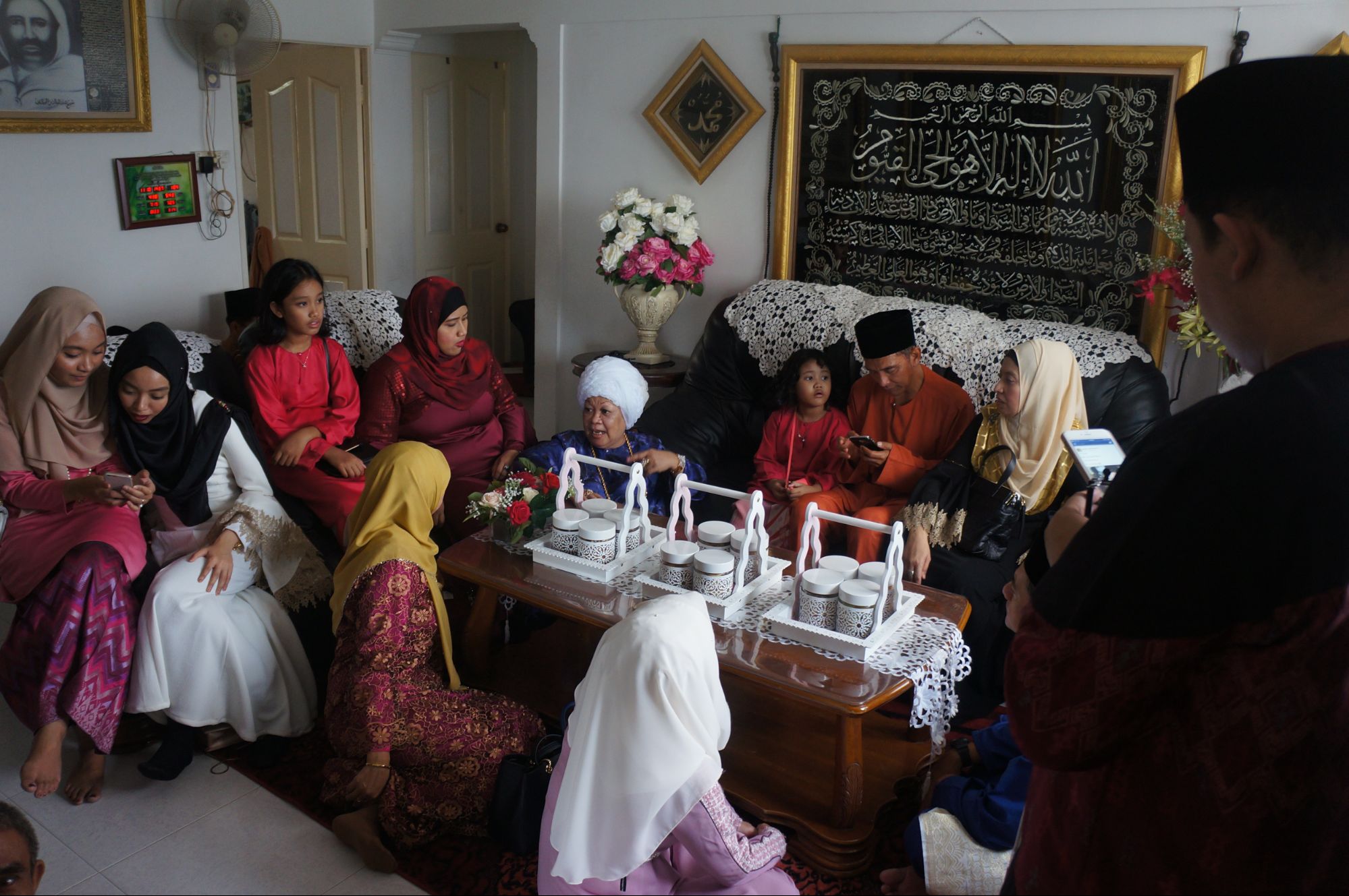 Muslim family celebrating hari raya