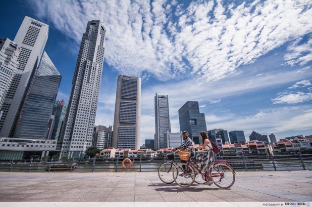 cycling alongside the singapore river