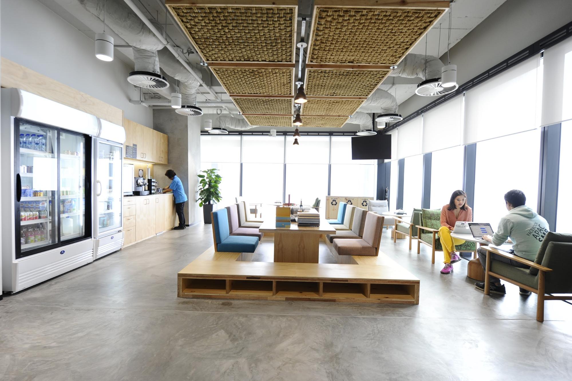 Open spaces and cafes at Facebook Singapore office