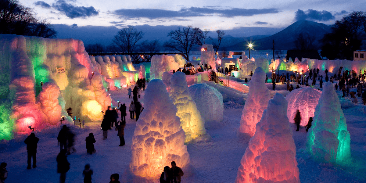 lake shikotsu ice sculptures