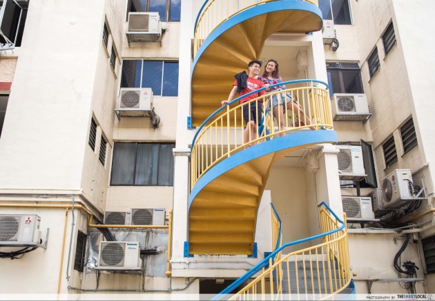 toa payoh blue yellow spiral stairs