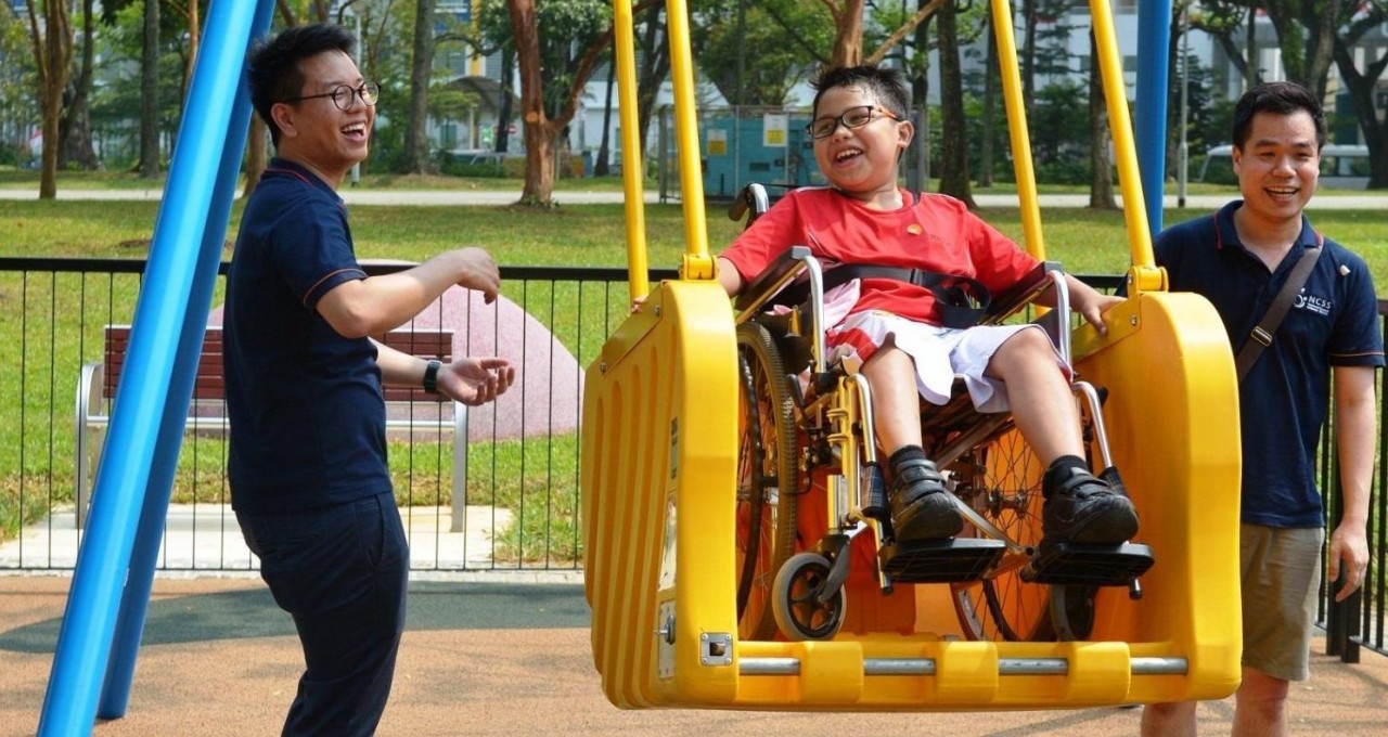 Wheelchair swing inclusive disabled friendly playground singapore
