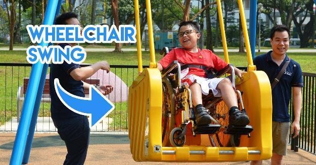 Wheelchair friendly swing inclusive playground for disabilities singapore