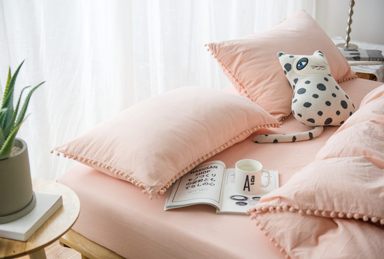 pastel pillowcases pompom fringe 